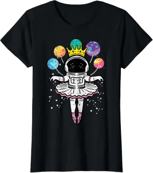 Astronaut Ballerina Space Ballet Women Girls Kids Toddler T-Shirt