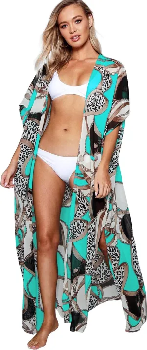 CHERRY CAT Women Beachwear Long Beach Coverups Kaftan Casual Caftan Dress