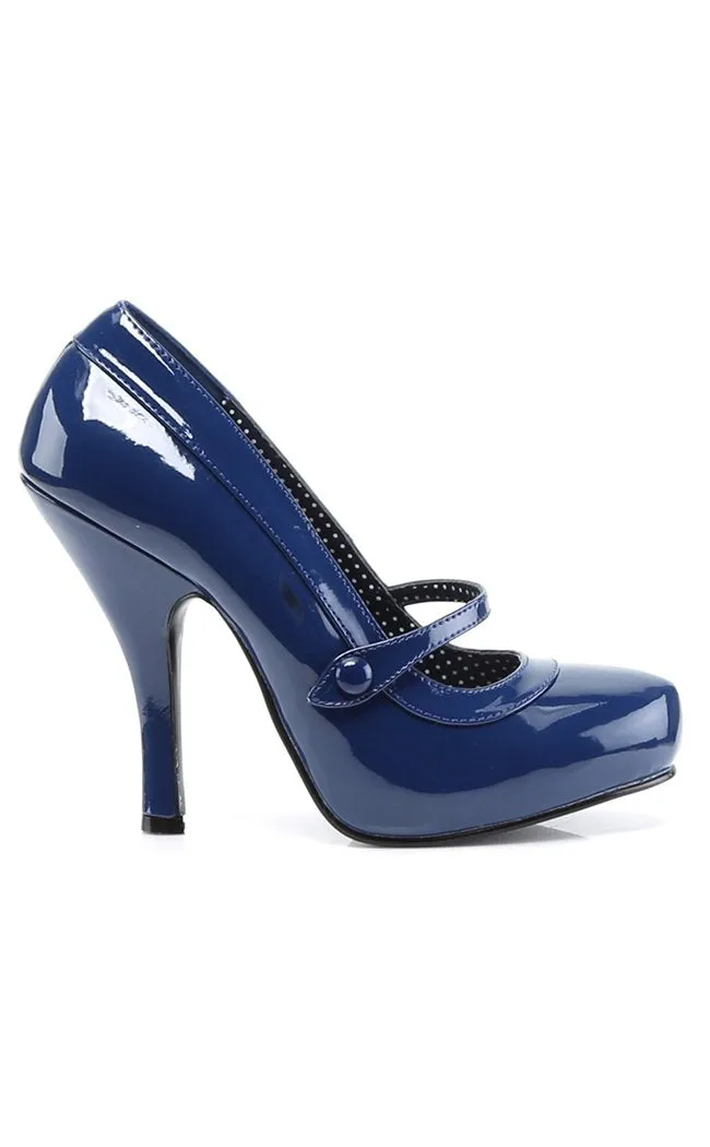 CUTIEPIE-02 Navy Blue Patent Heels