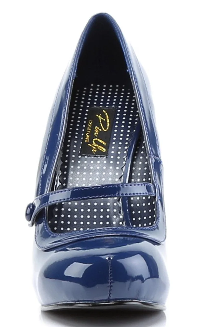 CUTIEPIE-02 Navy Blue Patent Heels