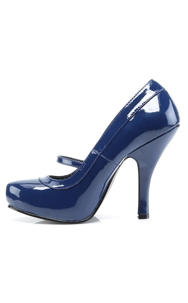 CUTIEPIE-02 Navy Blue Patent Heels