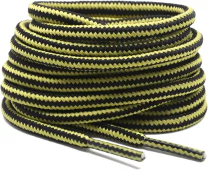 DELELE 2 Pair Round Boot Laces Outdoor Hiking Walking Shoelaces Dual Coloured Striped Shoe Lace Work Shoe Strings