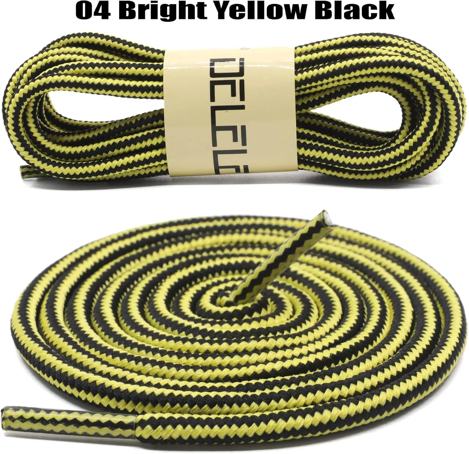 DELELE 2 Pair Round Boot Laces Outdoor Hiking Walking Shoelaces Dual Coloured Striped Shoe Lace Work Shoe Strings