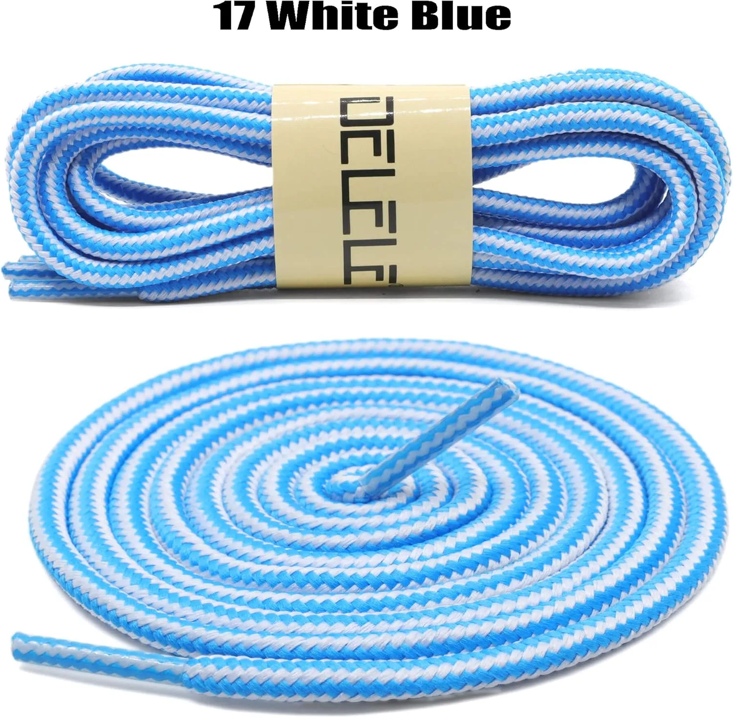 DELELE 2 Pair Round Boot Laces Outdoor Hiking Walking Shoelaces Dual Coloured Striped Shoe Lace Work Shoe Strings