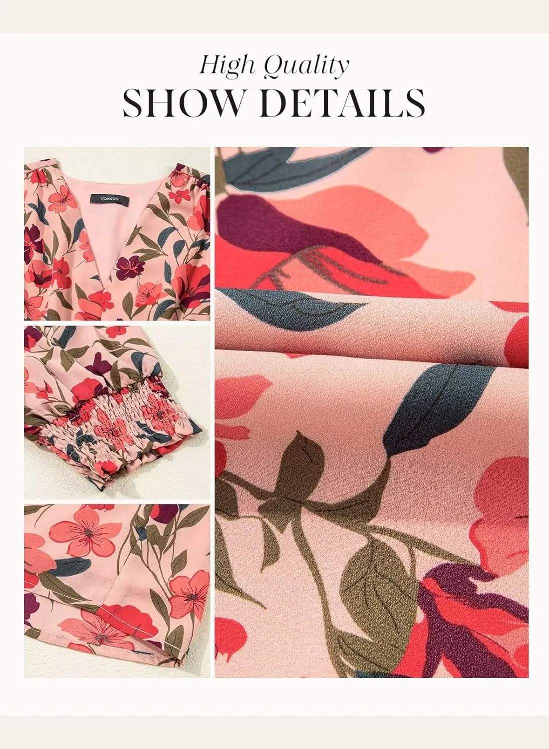Dokotoo Summer Dresses for Women 2025 Sexy Wrap V Neck Short Puff Sleeve Elegant Floral Smocked Waist Flowy Mini Dress