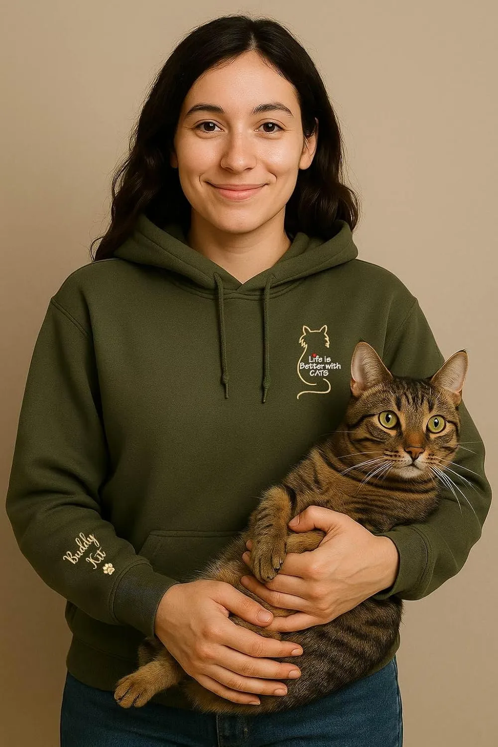 Embroidered Cat Mom Sweatshirt, Embroidered Cat Mom Sweater, Life Is Better With Cats, Funny Cat Hoodie, Cat Lover Gift, Cat Owner Gift, Gift for cats lover