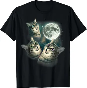 Funny Cat Shirt | Three Cat Moon 3 Wolfs Cute Kitten Graphic T-Shirt
