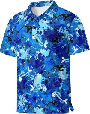 Golf Polo Shirts for Men Funny Print Golf Polos Short Sleeve Performance Men's Golf Shirts Quick Dry