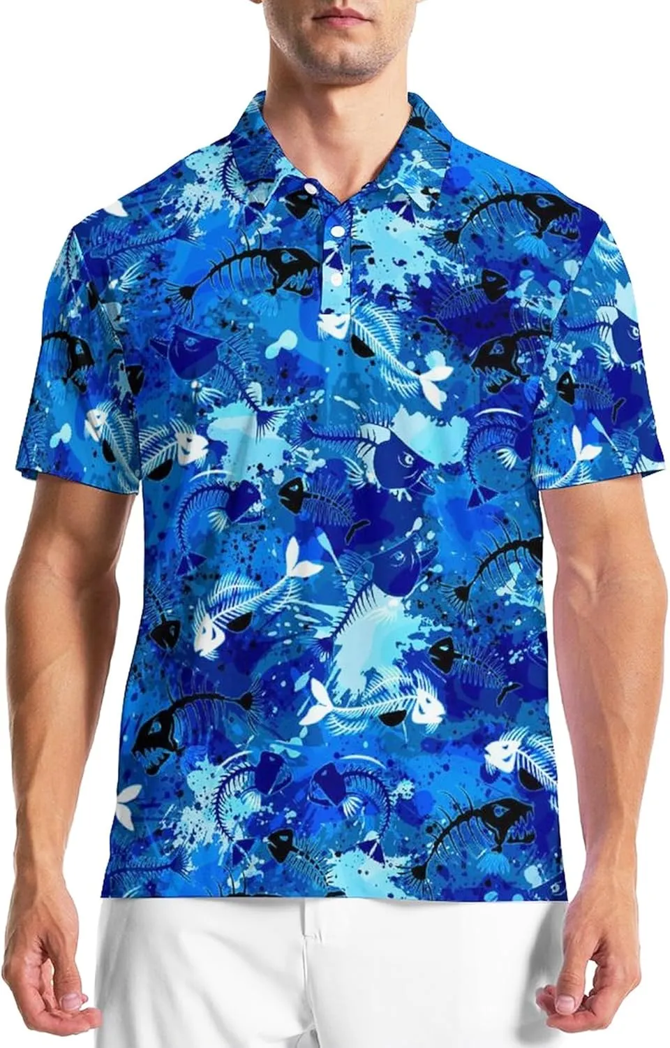 Golf Polo Shirts for Men Funny Print Golf Polos Short Sleeve Performance Men's Golf Shirts Quick Dry