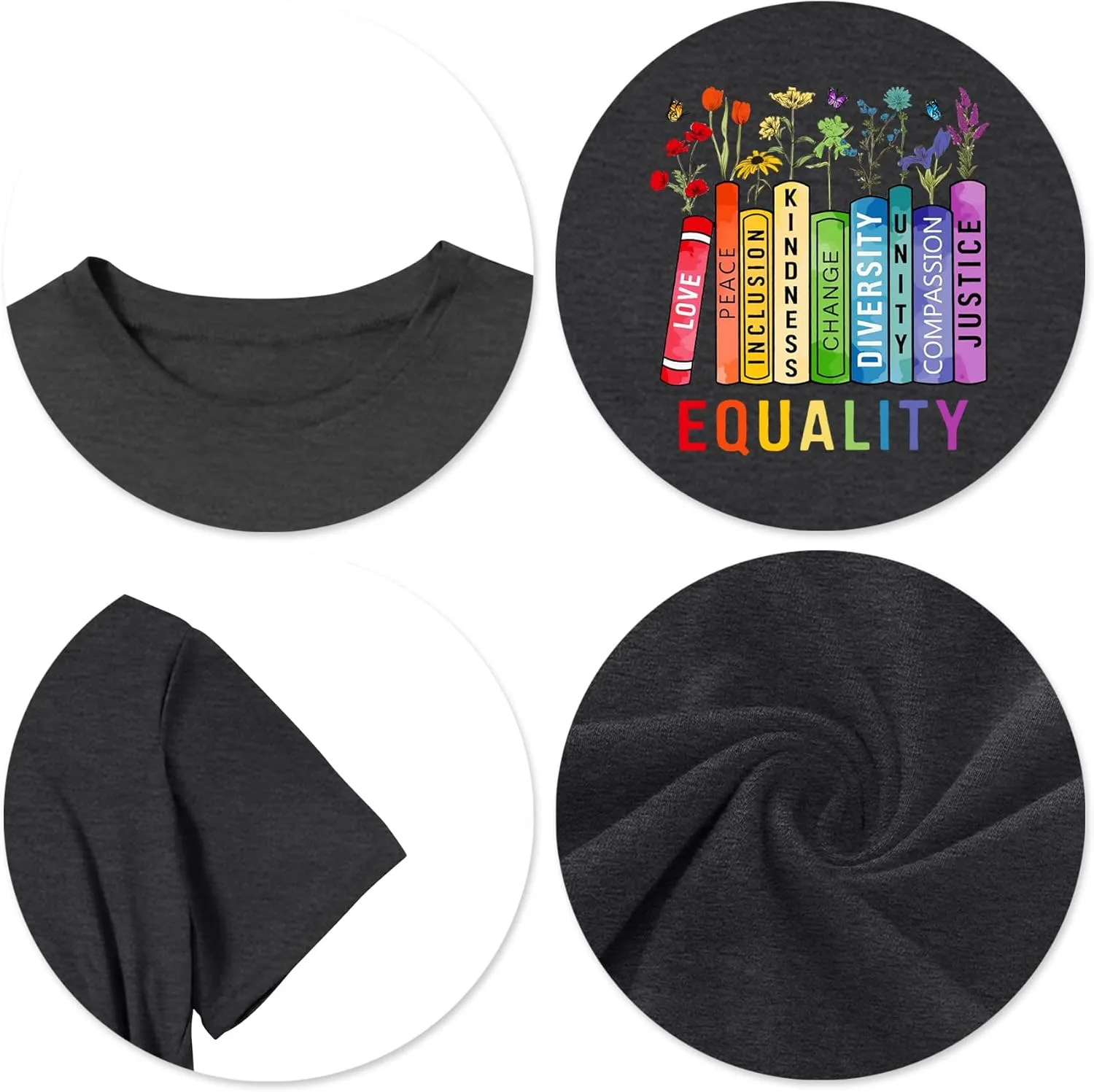 LAZYCHILD Pride Shirts for Women: Rainbow Heart Graphic Shirt Gay Pride T-Shirt LGBT Equality Short Sleeve Tops