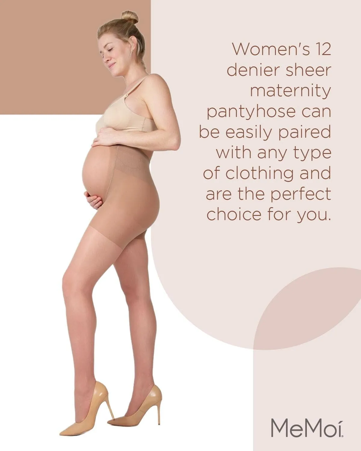 MeMoi Women's 12 Denier Sheer Maternity Pantyhose with Extra Large Waist