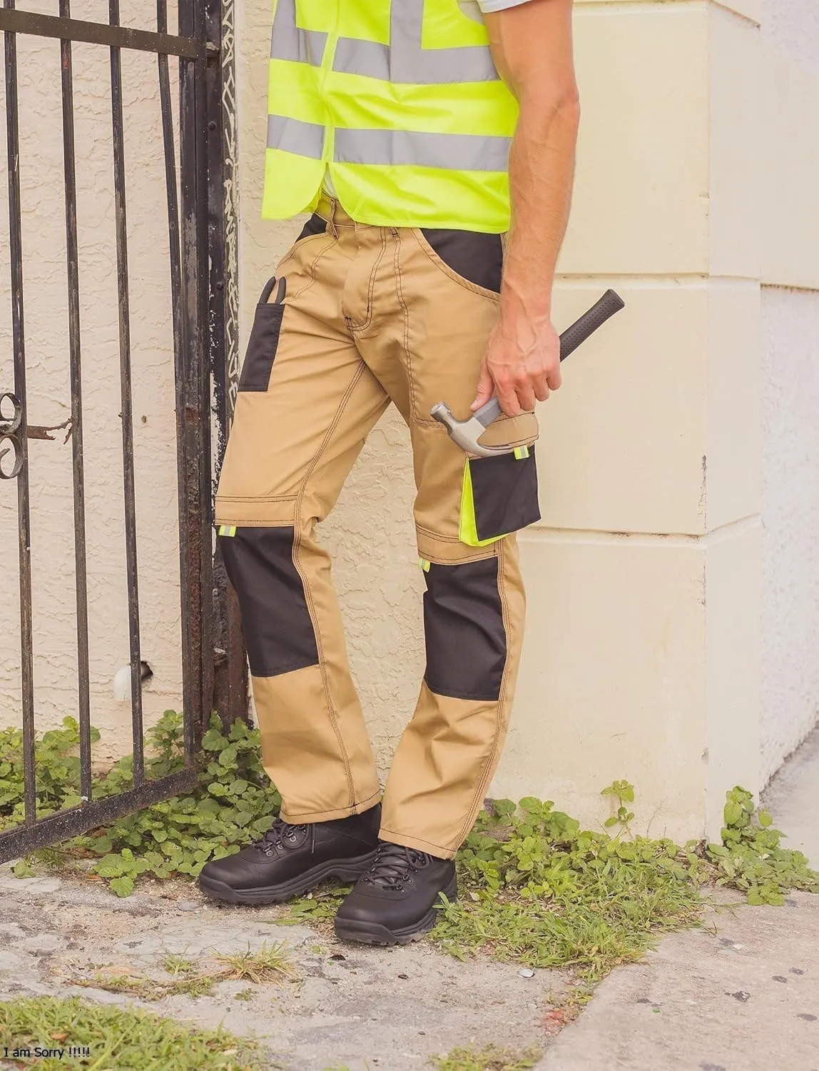 Men's Tactical Cargo Pants  Cordura Reinforced Work Trousers with Knee Pads, Holster Pockets and Safety Trousers