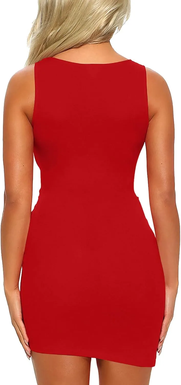 Mizoci Women's Casual Sleeveless Ruched Cocktail Party Dresses Bodycon Mini Sexy Club Dress