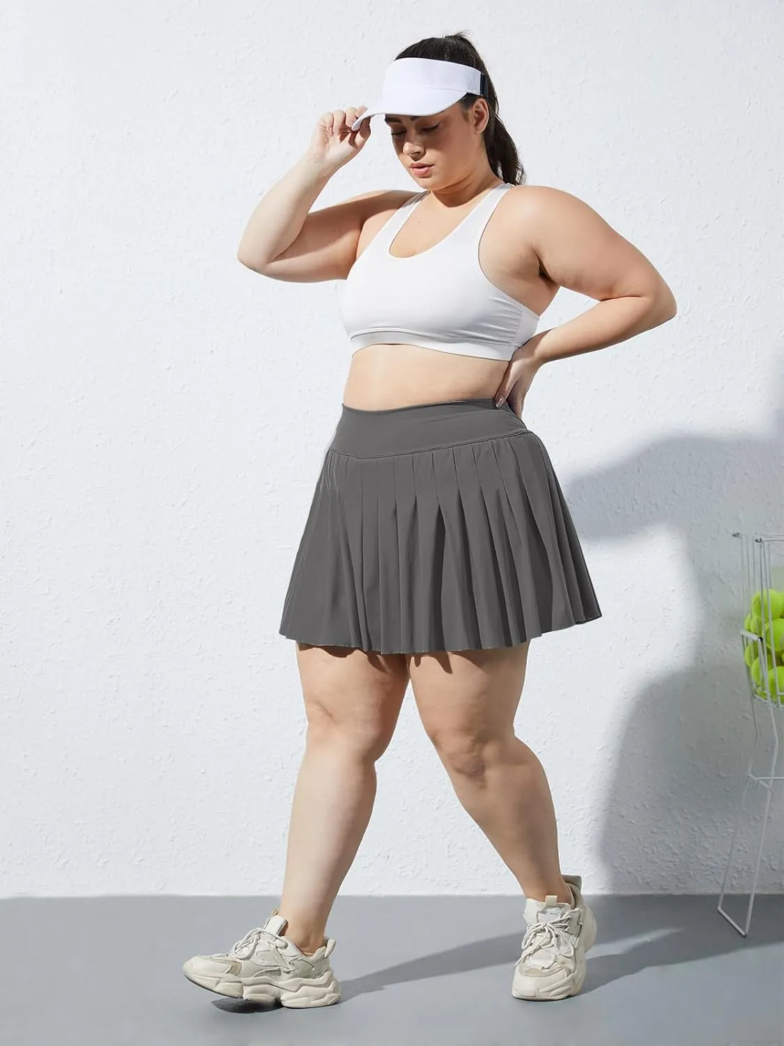 Moon Wood Women's Plus Size Pleated Tennis Skirt- Girls High Waist Athletic Golf Skirts with Shorts