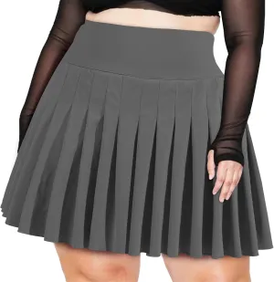 Moon Wood Women's Plus Size Pleated Tennis Skirt- Girls High Waist Athletic Golf Skirts with Shorts