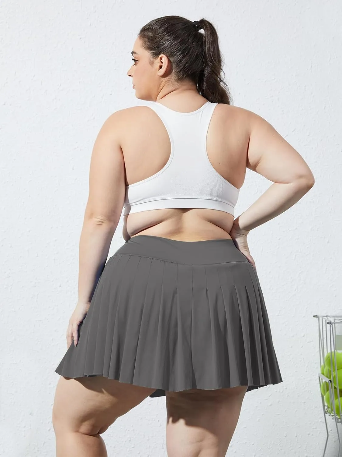 Moon Wood Women's Plus Size Pleated Tennis Skirt- Girls High Waist Athletic Golf Skirts with Shorts