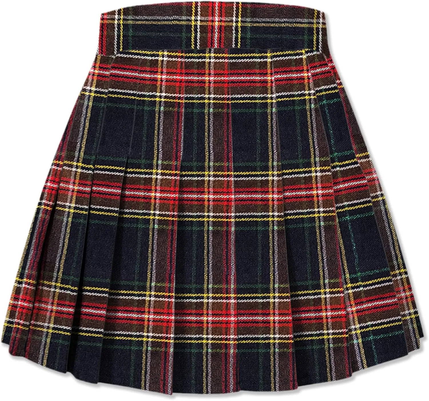 SANGTREE Girl Women Plaid Pleated School Uniform Casual Plus Size A Line Skirt with Pockets