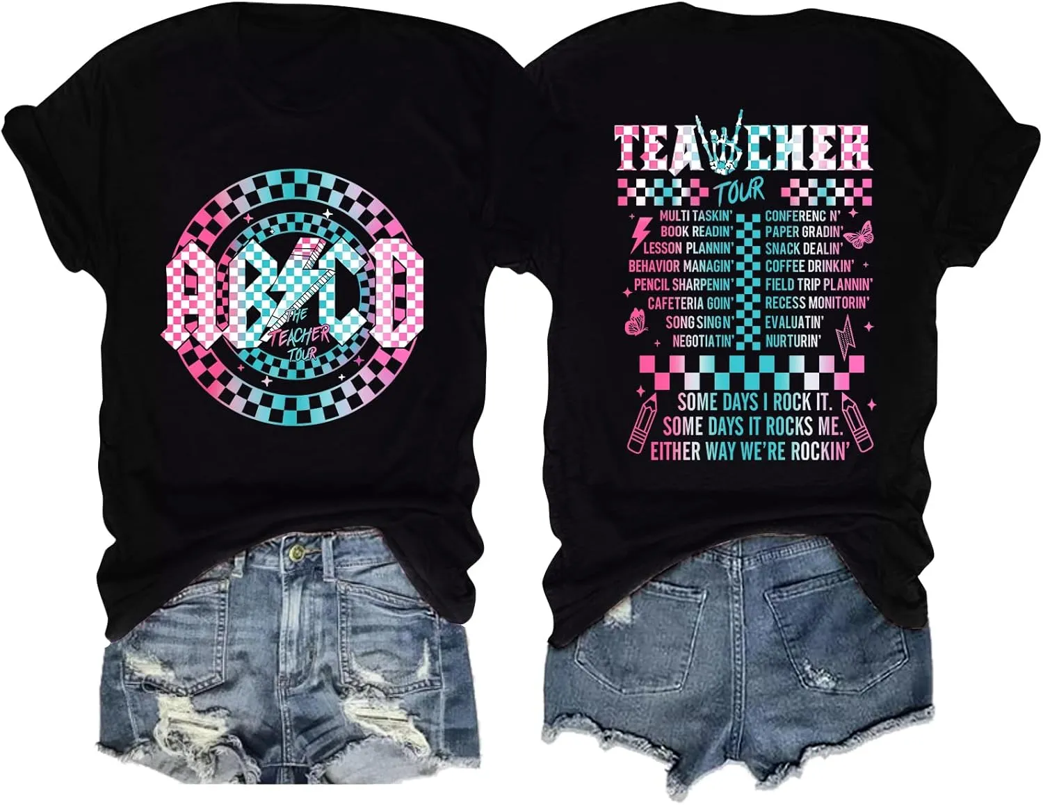 Teacher Shirts Women Vintage Teacher Graphic Tshirt Teacher Life T Shirt Kindergarten Teachers Tees Casual Tops