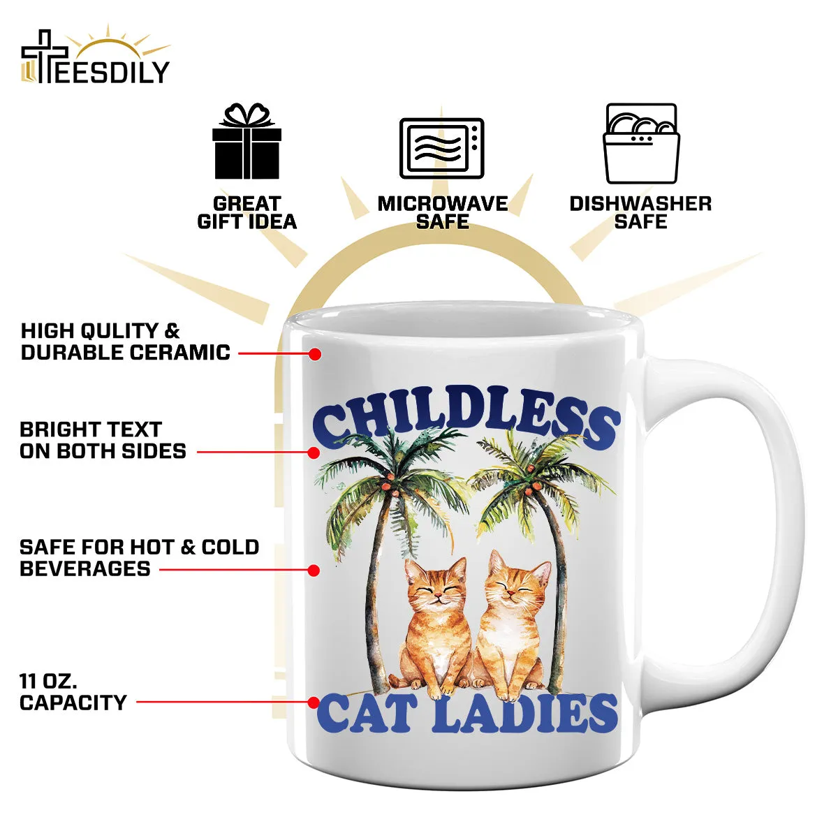 Teesdily | Childless Cat Ladies Shirt, Comma La Coconut Tree Sweatshirt, Childless Cat Lady Hoodie Mug, Ka- Mala Coconut Tee, Cat Lover Gift