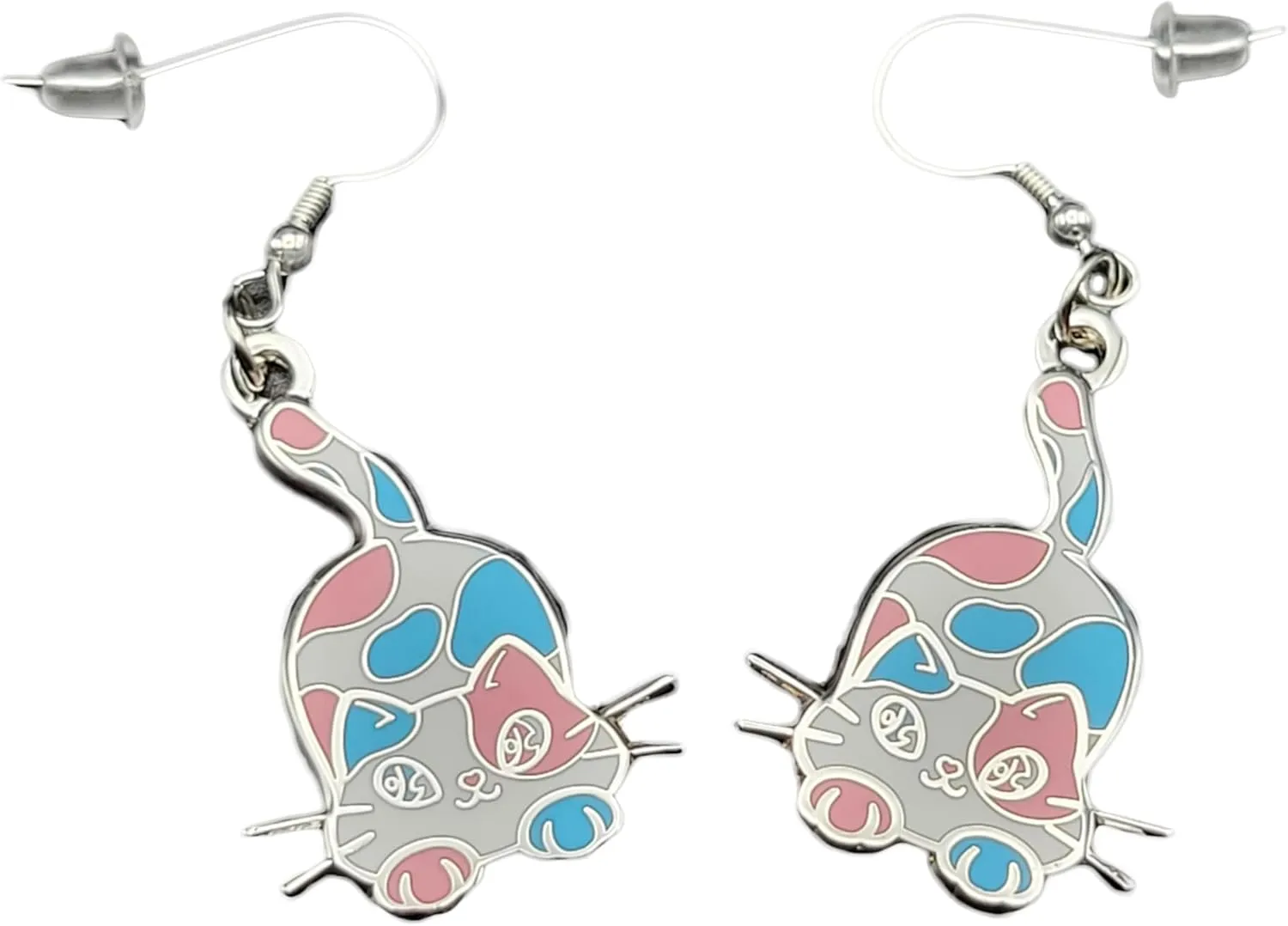 Trans Pride Cat Earrings in Transgender Flag | Chibi Neko LGBTQ  Subtle Pride Jewelry