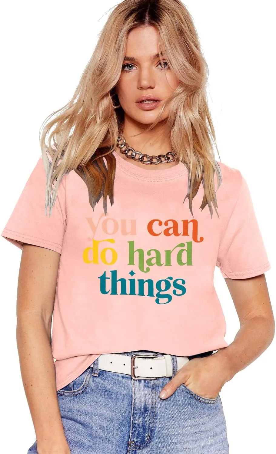 VILOVE Teacher Inspirational T-Shirt Women You Can Do Hard Things Letter Printed Shirts Back to School Encouraging Faith Top