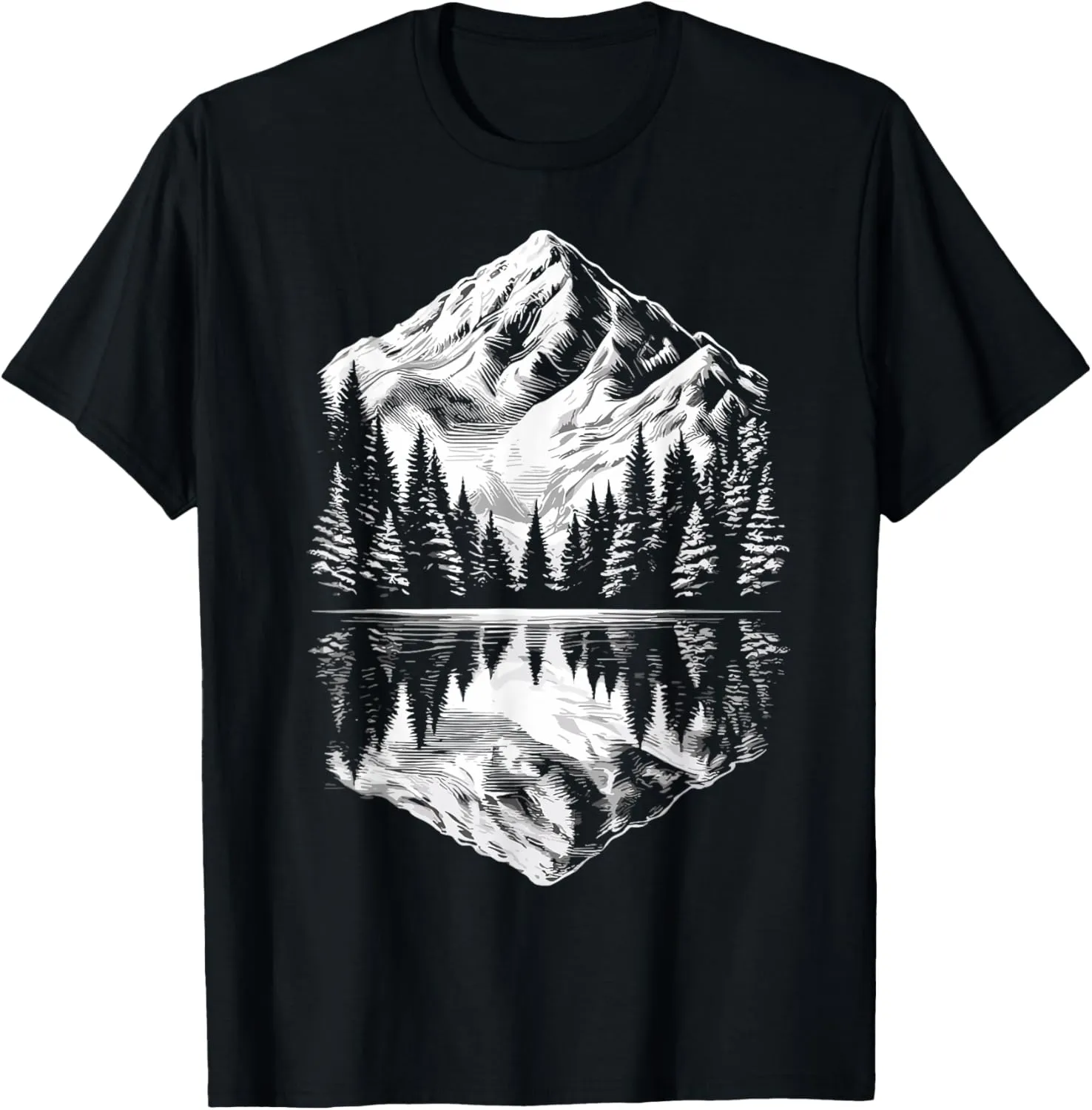 Wildlife Mountain Landscape Reflection Forest Outdoor T-Shirt