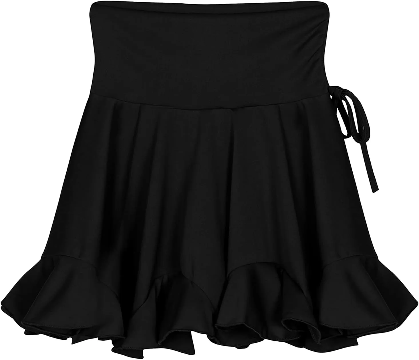 Women Latin Dance Mini Skirt Ballroom Salsa Rumba Training Skirt Skater Costume Ruffle Swing Skirt with Shorts