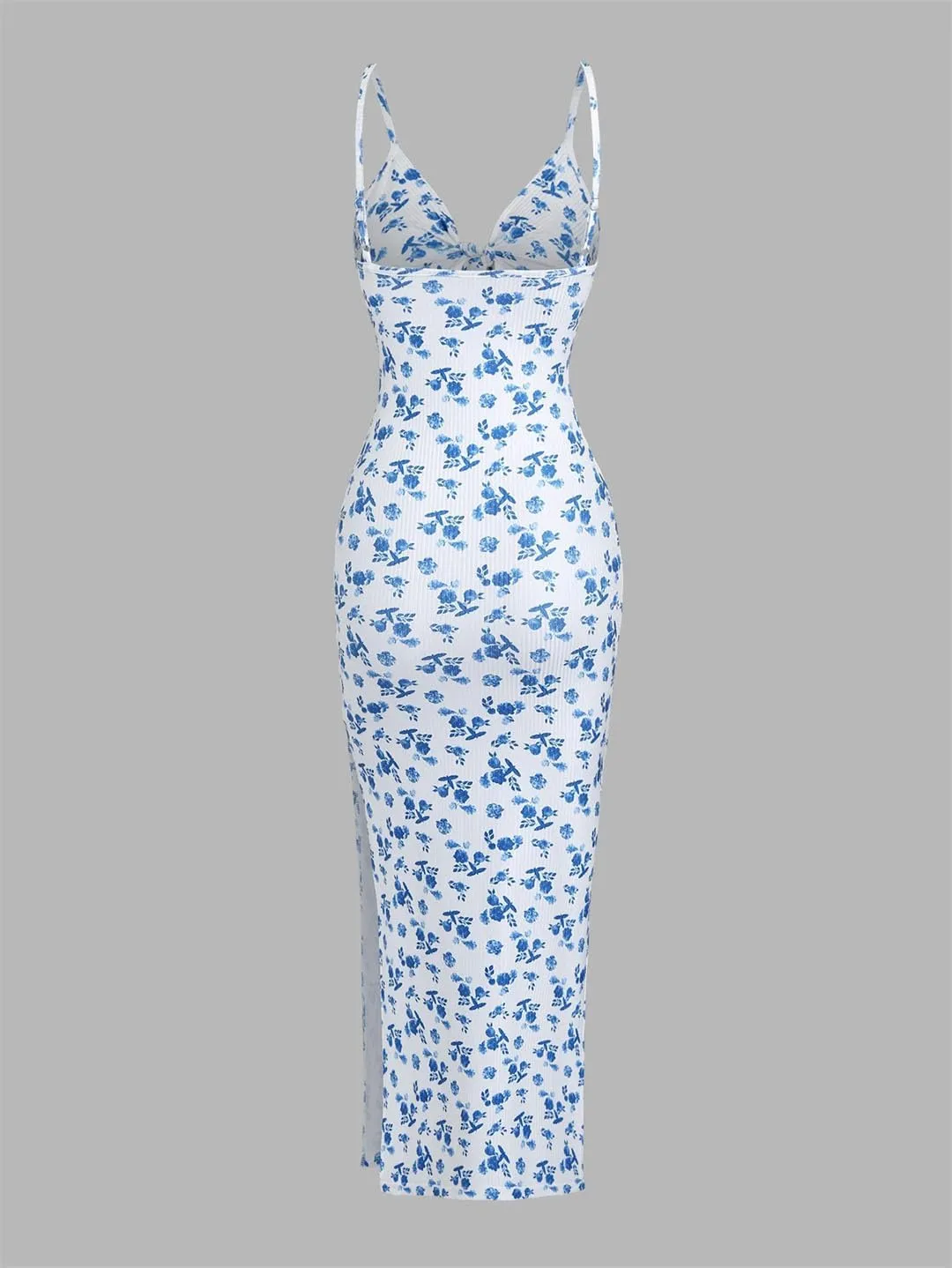 Women Sexy Spaghetti Strap Printing Knit Strapless Backless Sleeveless Dress